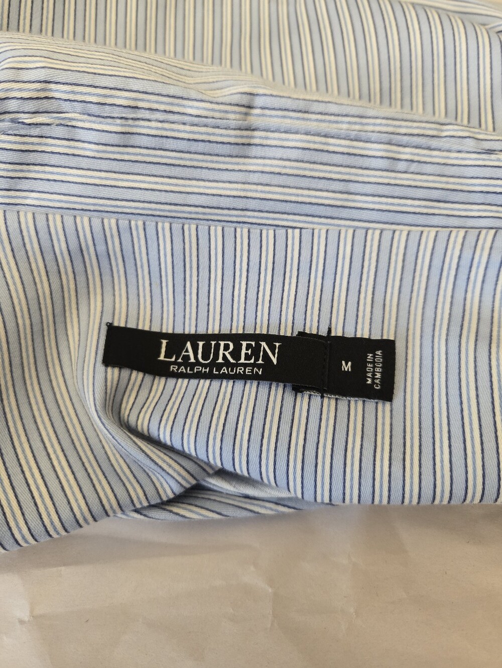 Ralph Lauren Lauren Women's Sz M Sleep Shirt Blue & White Strips Cotton Blend - Picture 9 of 13